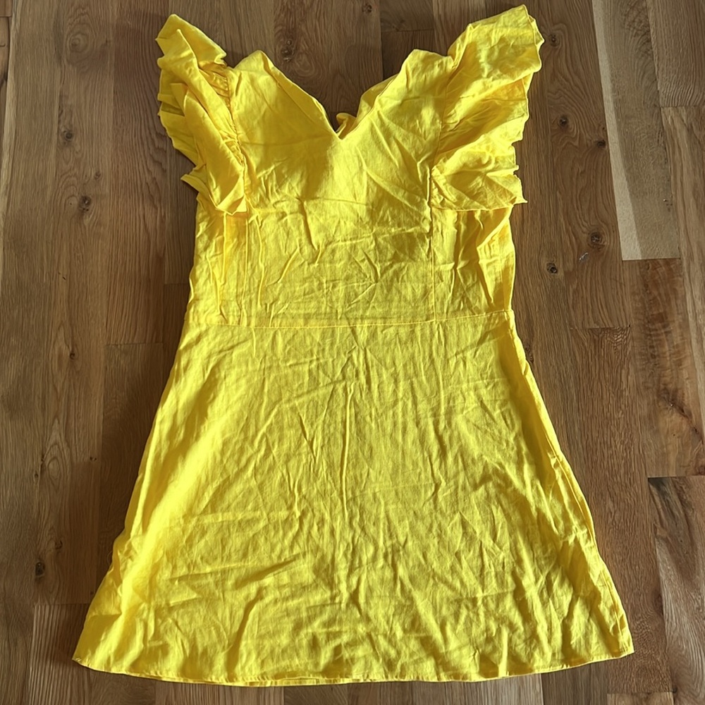 Yellow linen dress - Picture 3 of 4